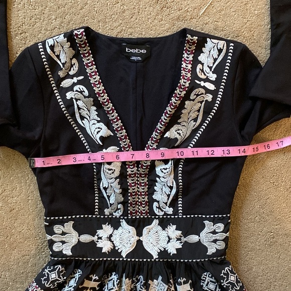 BEBE EMBROIDERED FIT AND FLAIR DRESS WITH SEQUINS SIZE 0 - Picture 9 of 16